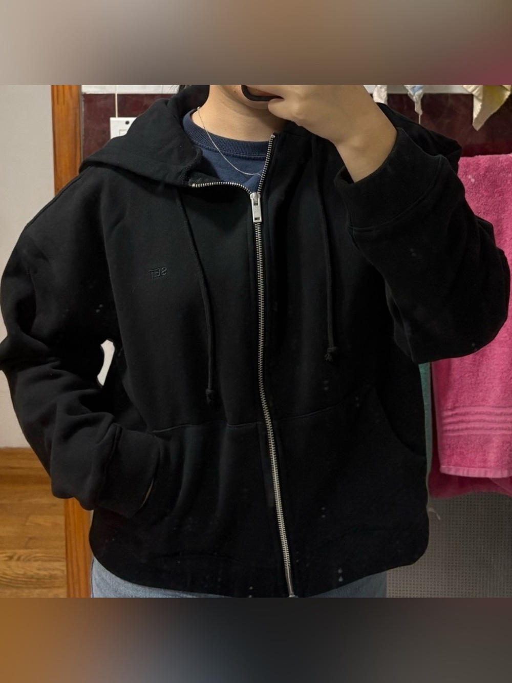 Set Active Heavy Zip Up Hoodie in Black